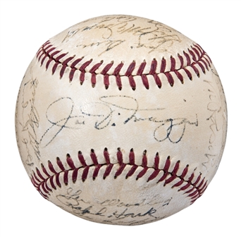 1951 New York Yankees Team Signed ONL Frick Baseball With 25 Signatures Including a Rookie Mantle & Berra (Beckett)